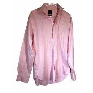 Tailorbird Mens Medium Pink Cotton Dress Button Up Casual Long Sleeve